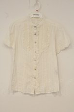 画像1: axes femme / フリルレースヨークブラウス M オフシロ O-26-06-18-022-AX-BL-IG-OS (1)