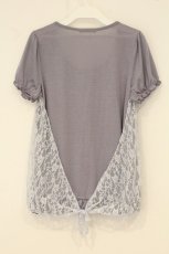 画像3: axes femme / ローズプリントレース切り替え半袖カットソー M ラベンダー O-26-06-18-024-AX-TO-IG-OS (3)