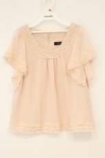 画像1: Toi et Bonbon / レース配色ワイドスリーブトップス  ピンク O-26-06-18-003-LO-TO-IG-OS (1)