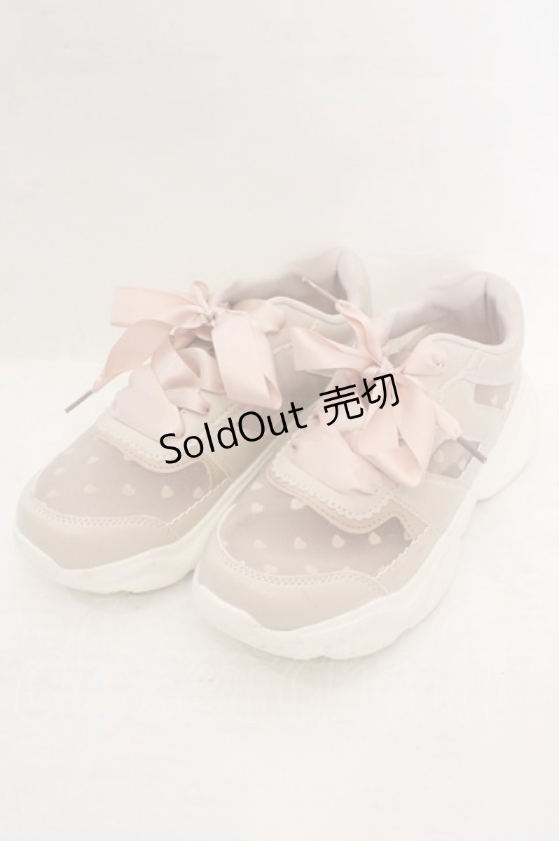 画像1: m petit by misako / ハートチュールスニーカー M ピンク O-26-06-19-048-LO-SH-OW-ZTK014 (1)