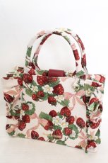 画像1: Maison de FLEUR / いちごゴブランフロントフリルバッグ  ピンク O-26-06-19-066-LO-BG-OW-OS (1)