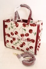 画像1: Maison de FLEUR / チェリー柄ゴブラン２Ｗａｙスクエアトートバッグ  ピンク O-26-06-19-069-LO-BG-OW-OS (1)