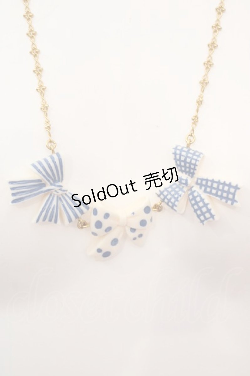 画像1: Jane Marple / リボンモチーフ ネックレス  シロ×サックス×ゴールド O-26-06-19-004-JM-AC-IG-OS (1)