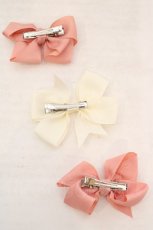 画像2: MARBLE / グログランリボンクリップ3個セット  ピンク×2　シロ×1 O-26-06-19-030-GO-AC-OW-OS (2)