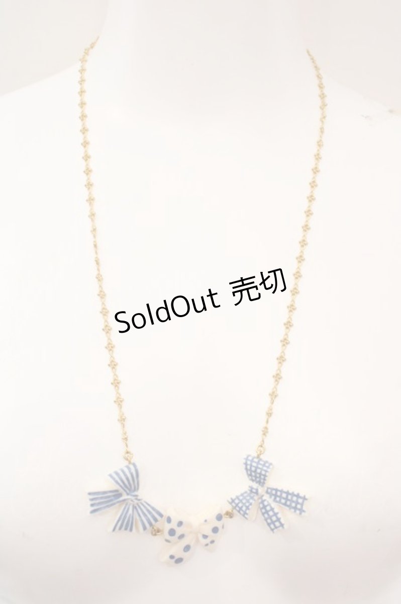 画像2: Jane Marple / リボンモチーフ ネックレス  シロ×サックス×ゴールド O-26-06-19-004-JM-AC-IG-OS (2)