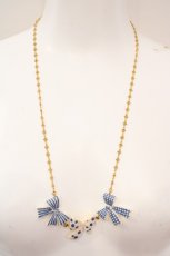 画像2: Jane Marple / リボンモチーフ ネックレス  シロ×サックス×ゴールド O-26-06-19-004-JM-AC-IG-OS (2)
