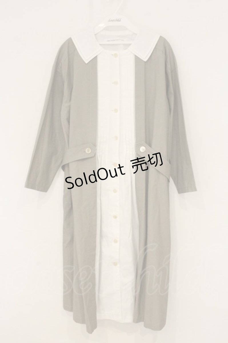 画像1: Jane Marple Dans Le Salon / Material MIX coat dress（マテリアルミックスコートドレス） M オフシロ×ベージュ系 O-26-06-20-031-JM-OP-IG-OS (1)