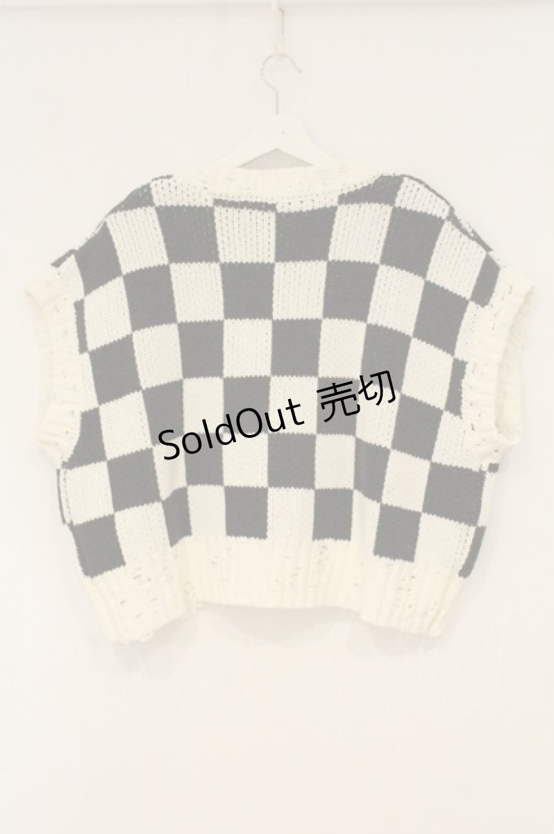 画像4: Candy Stripper / CHECKER KNIT　ベスト 2 ブラック×ホワイト O-26-06-20-036-PU-TO-OW-OS (4)