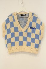 画像1: Candy Stripper / CHECKER KNIT　ベスト 2 アイボリー×サックス O-26-06-20-037-PU-TO-OW-OS (1)