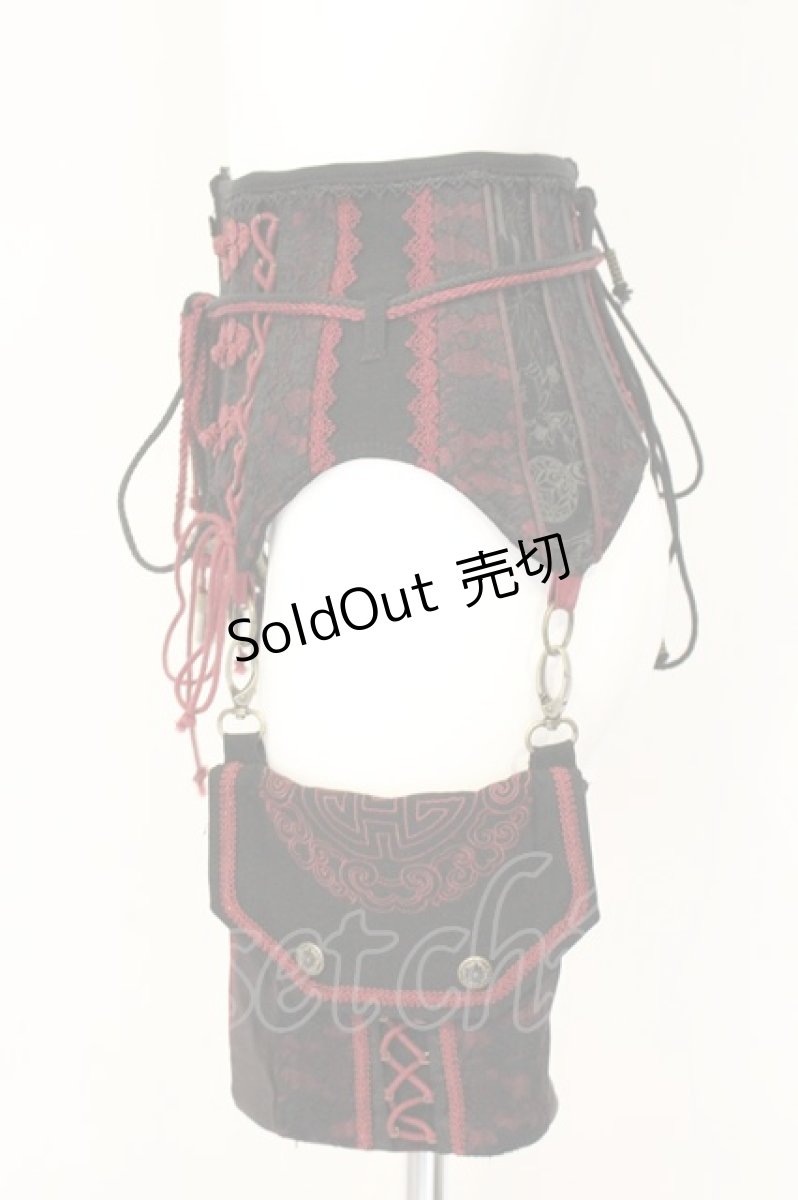 画像2: Ozz oneste / チャイナボタンポケット付きコルセット  レッドｘブラック O-26-06-20-1037-OO-ZA-YM-OS (2)