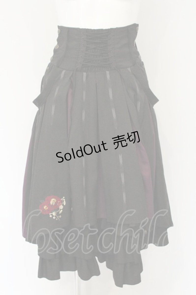 画像1: Ozz oneste / 刺繍入り袴スカート  ブラックｘパープル O-26-06-20-1041-OO-SK-YM-OS (1)