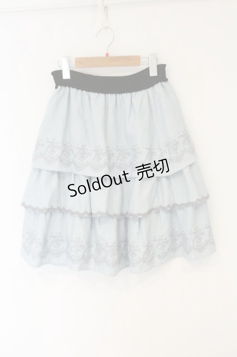 画像1: axes femme / 刺繍入ティアードスカート M ブルー O-26-06-20-1051-AX-CO-YM-OS (1)