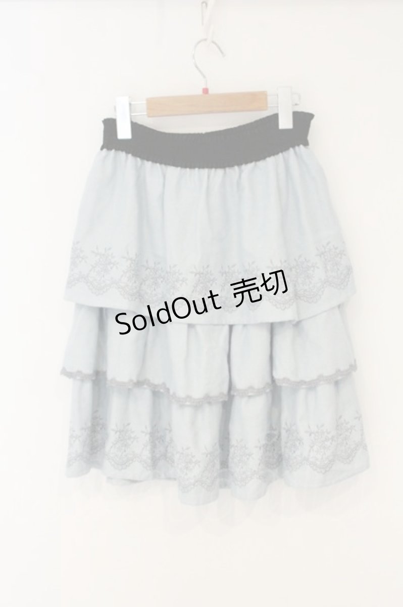 画像3: axes femme / 刺繍入ティアードスカート M ブルー O-26-06-20-1051-AX-CO-YM-OS (3)
