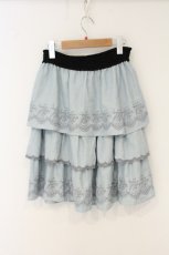画像3: axes femme / 刺繍入ティアードスカート M ブルー O-26-06-20-1051-AX-CO-YM-OS (3)