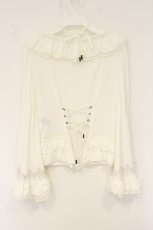 画像4: Ozz oneste / ホルターリボン姫袖フリルカットソー  ホワイト O-26-06-20-1007-OO-TO-YM-OS (4)