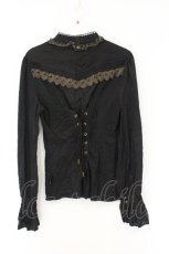 画像3: OZZ ANGELO / レースタックスタンドネックブラウス  ブラック O-26-06-20-1017-OO-BL-YM-OS (3)