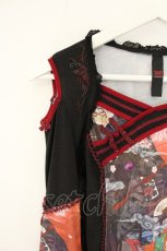 画像2: Ozz oneste / 着物袖カットソー  ブラックｘレッド O-26-06-20-1018-OO-TO-YM-OS (2)