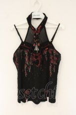 画像1: Ozz oneste / 枝垂れ桜刺繍ビスチェキャミソール  レッドｘブラック O-26-06-20-1003-OO-TO-YM-OS (1)