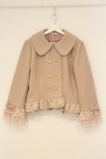 画像1: axes femme / 裾レースショートコート L ピンク O-26-06-20-068-AX-CO-IG-OS (1)
