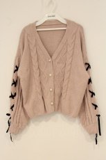 画像1: axes femme / レースアップニットカーディガン F ピンク O-26-06-20-069-AX-TO-IG-OS (1)