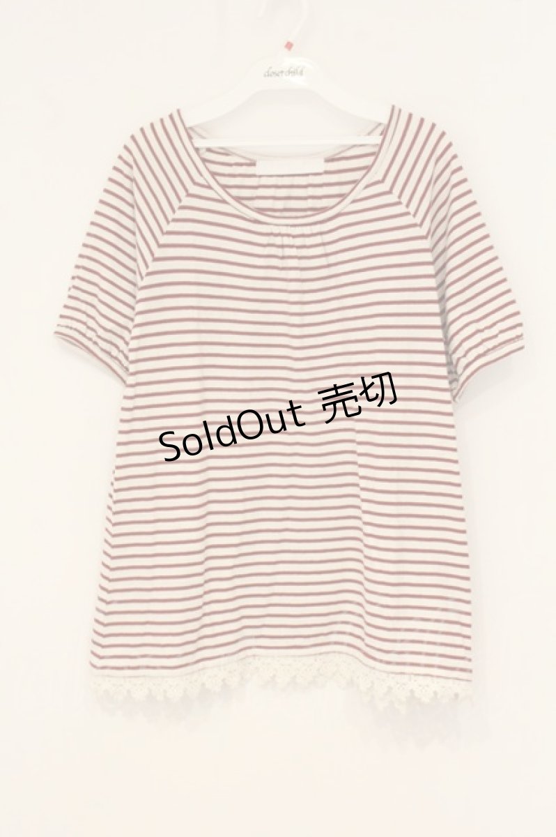 画像1: PINK HOUSE / 裾レースボーダーTシャツ  アイボリー×アカ O-26-06-20-078-LO-TO-IG-ZT0814X (1)
