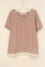 画像1: PINK HOUSE / 裾レースボーダーTシャツ  アイボリー×アカ O-26-06-20-078-LO-TO-IG-OS (1)