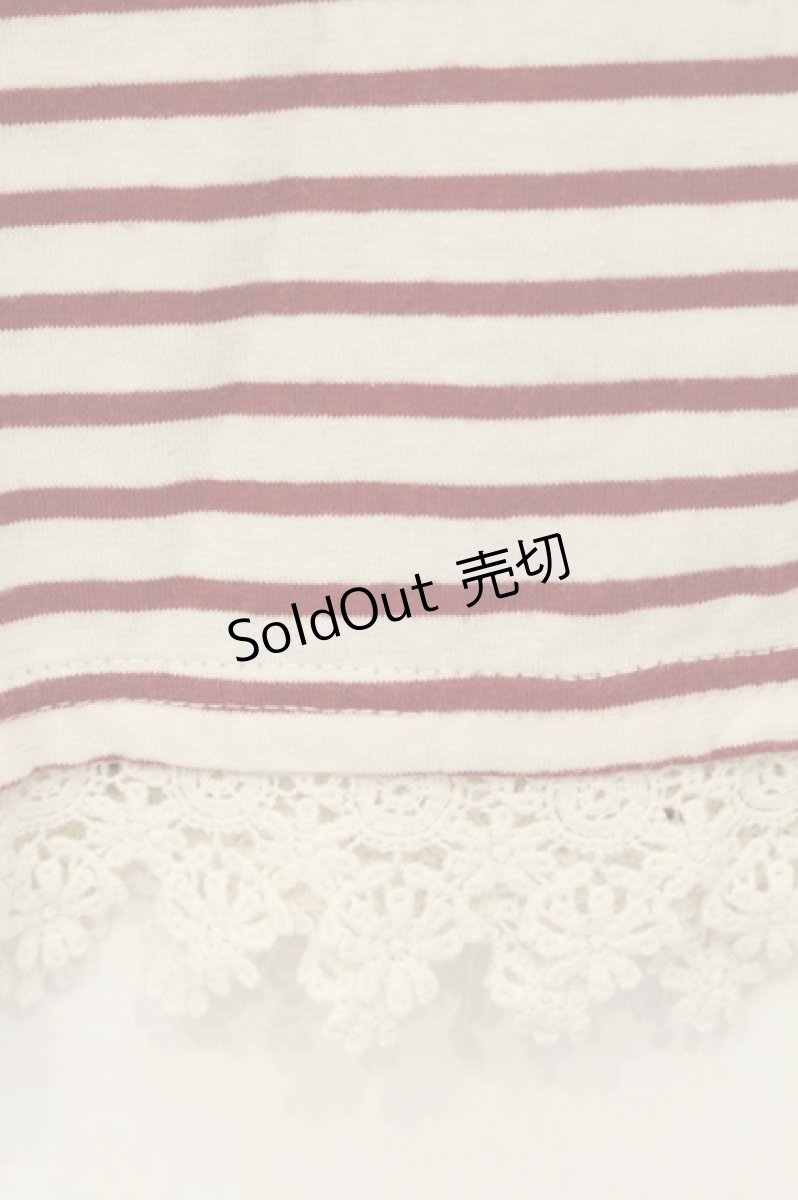 画像2: PINK HOUSE / 裾レースボーダーTシャツ  アイボリー×アカ O-26-06-20-078-LO-TO-IG-ZT0814X (2)