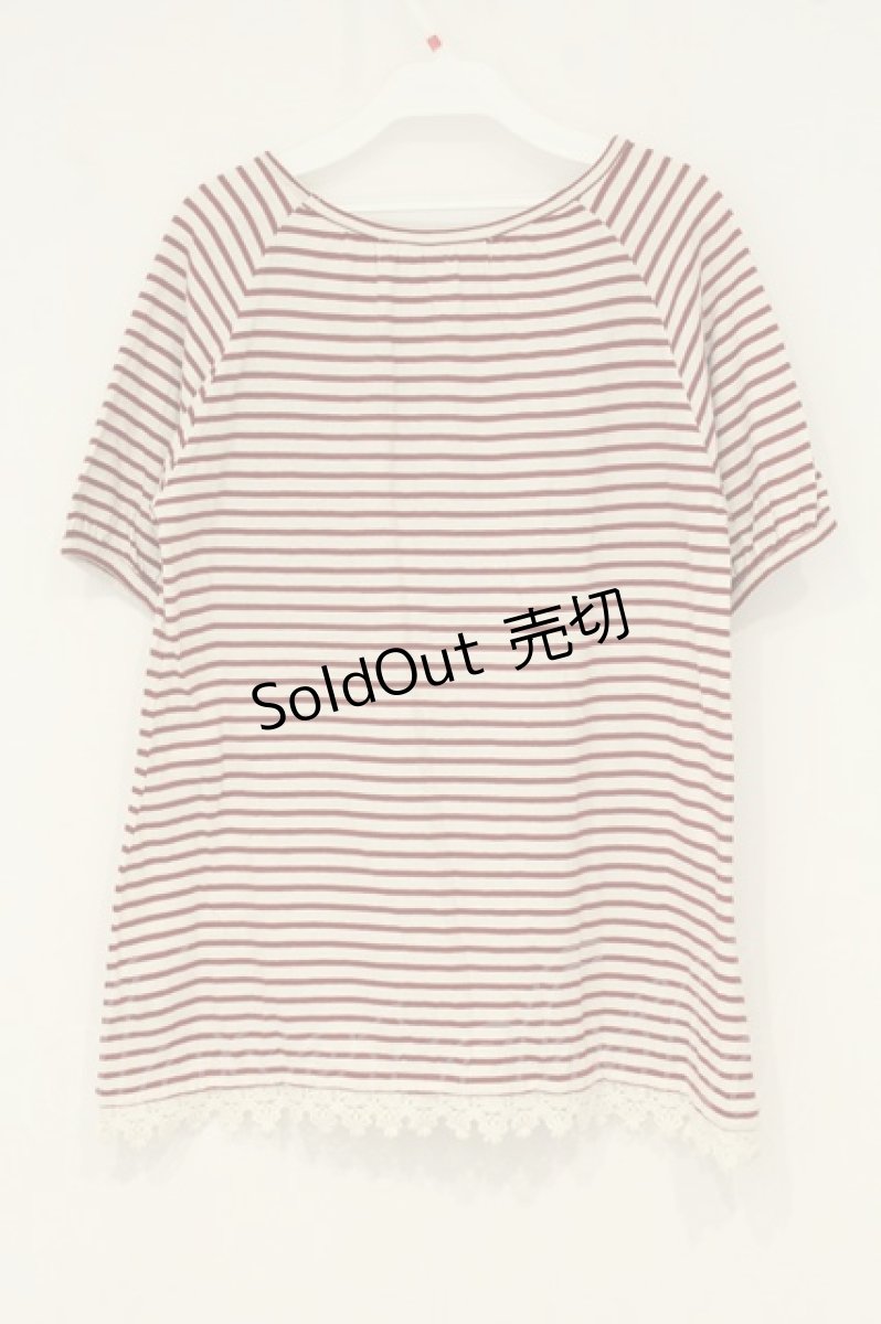 画像3: PINK HOUSE / 裾レースボーダーTシャツ  アイボリー×アカ O-26-06-20-078-LO-TO-IG-ZT0814X (3)