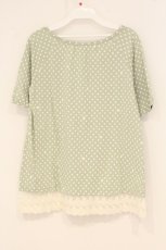 画像3: PINK HOUSE / 裾レースドットTシャツ  ミント×オフシロ O-26-06-20-079-LO-TO-IG-OS (3)