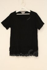 画像1: PINK HOUSE / コットンレースフリルTシャツ 3(M) クロ O-26-06-20-086-LO-TO-IG-OS (1)