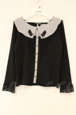 画像1: axes femme / レースフリル重ね着風リブPO M クロ×グレー O-26-06-20-017-AX-TO-IG-OS (1)