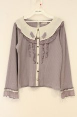 画像1: axes femme / レースフリル重ね着風リブPO M ラベンダー O-26-06-20-018-AX-TO-IG-OS (1)