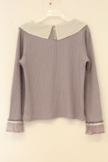 画像3: axes femme / レースフリル重ね着風リブPO M ラベンダー O-26-06-20-018-AX-TO-IG-OS (3)