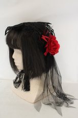 画像1: GOTHその他 / 薔薇ヘッドドレス  ブラック×レッド O-26-06-21-032-GO-AC-OW-OS (1)