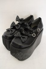 画像1: DearMyLove / ぽってり厚底トリプルリボンパンプス 23.5cm クロ O-26-06-21-033-GO-SH-OW-OS (1)