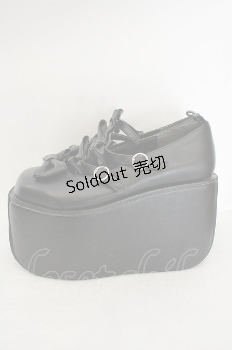 画像2: DearMyLove / ぽってり厚底トリプルリボンパンプス 23.5cm クロ O-26-06-21-033-GO-SH-OW-OS (2)