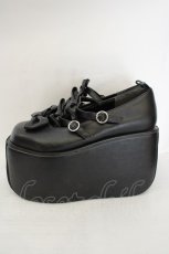 画像2: DearMyLove / ぽってり厚底トリプルリボンパンプス 23.5cm クロ O-26-06-21-033-GO-SH-OW-OS (2)