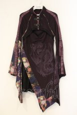 画像1: Qutie Frash / 和柄切替胸開き着物ワンピース  パープル O-26-06-22-029-QU-OP-OW-OS (1)