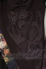 画像3: Qutie Frash / 和柄切替胸開き着物ワンピース  パープル O-26-06-22-029-QU-OP-OW-OS (3)