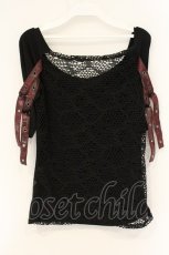 画像3: Qutie Frash / バックメッシュオフショルTシャツ  ブラック×レッド O-26-06-22-034-QU-TO-OW-OS (3)