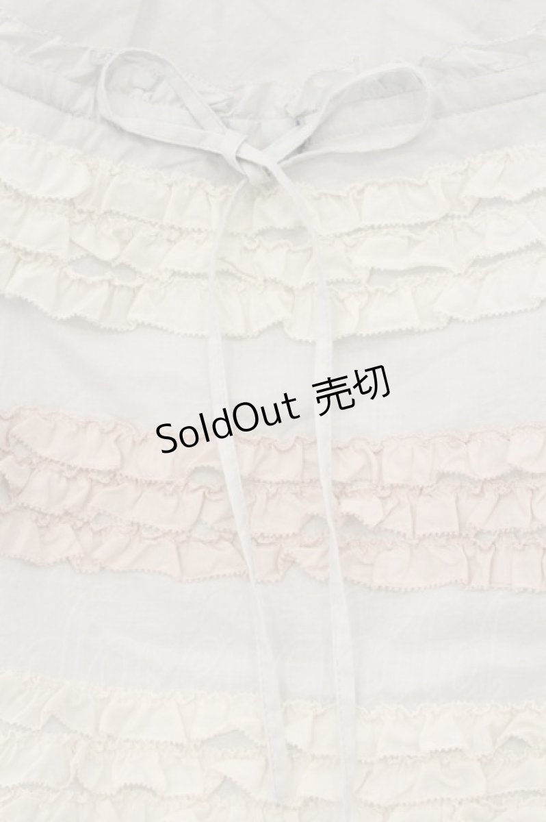 画像2: PINK HOUSE / スクエアネックローンフリルブラウス  サックス×オフシロ×ピンク O-26-06-22-001-LO-BL-IG-OS (2)