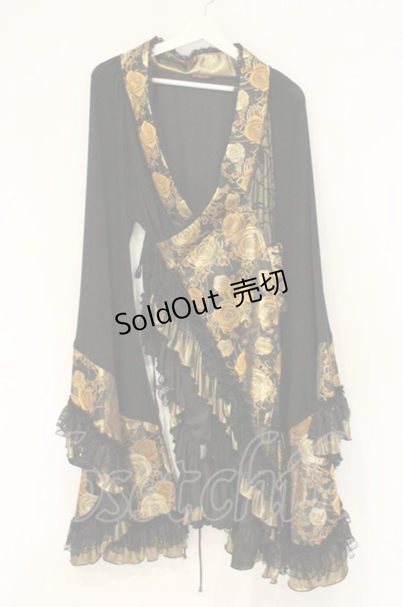 画像1: Qutie Frash / フリル着物カーデ  ブラック O-26-06-22-052-QU-JA-OW-OS (1)
