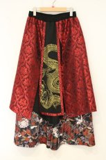 画像1: Qutie Frash / 和柄ワイドパンツ  ブラック×レッド O-26-06-22-057-QU-PA-OW-OS (1)