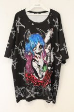画像1: NieR Clothing / 擬人化プリントBIG Tシャツ F ブラック O-26-06-22-065-PU-TS-YM-OS (1)