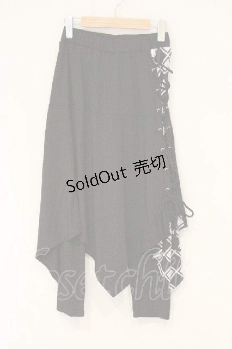 画像1: NieR Clothing / レースアップレイヤーパンツ F ブラック O-26-06-22-067-PU-PA-YM-OS (1)