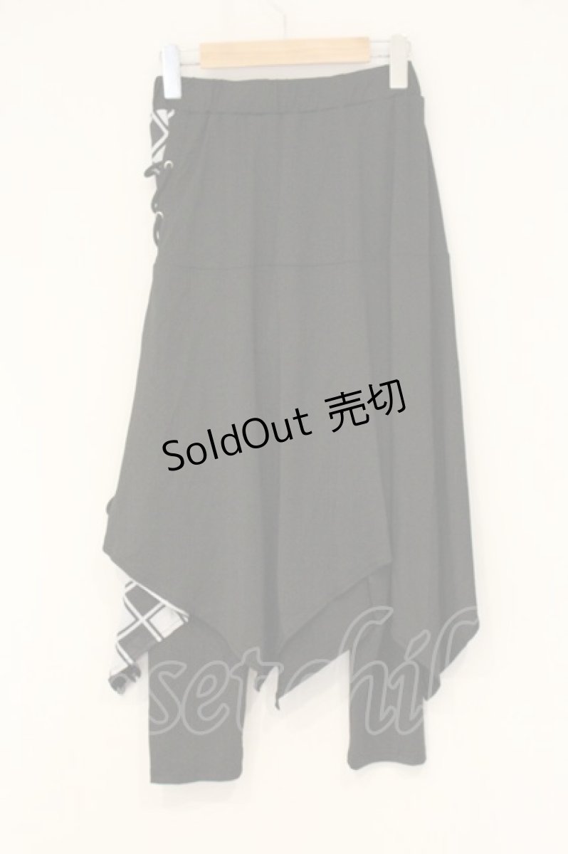 画像3: NieR Clothing / レースアップレイヤーパンツ F ブラック O-26-06-22-067-PU-PA-YM-OS (3)
