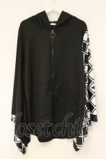画像1: NieR Clothing / 着物風袖ZIPパーカー F ブラックｘホワイト O-26-06-22-068-PU-TO-YM-OS (1)