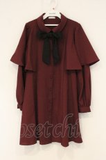 画像1: axes femme / ケープデザインワンピース M ワイン O-26-06-22-077-AX-OP-OW-OS (1)