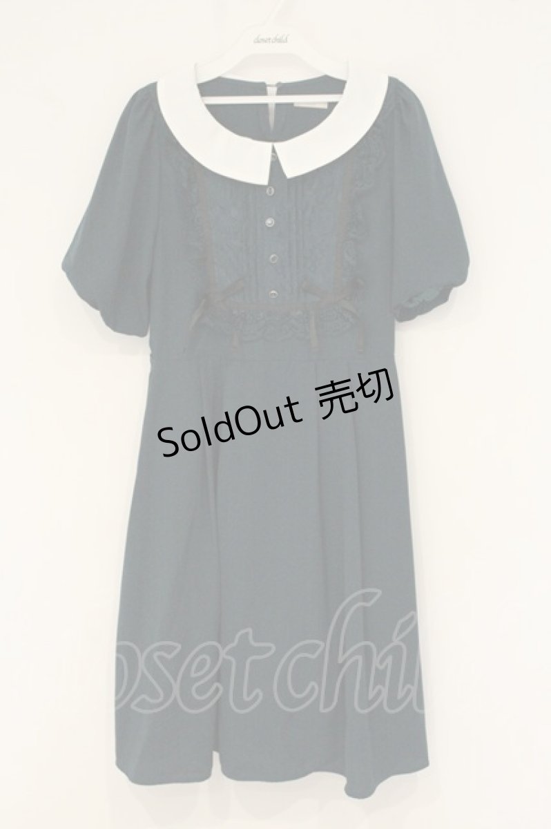 画像1: axes femme POETIQUE / レースブロッキングパフ袖ワンピース M グリーン O-26-06-22-078-AX-OP-OW-OS (1)