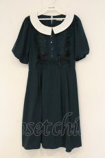 画像1: axes femme POETIQUE / レースブロッキングパフ袖ワンピース M グリーン O-26-06-22-078-AX-OP-OW-OS (1)